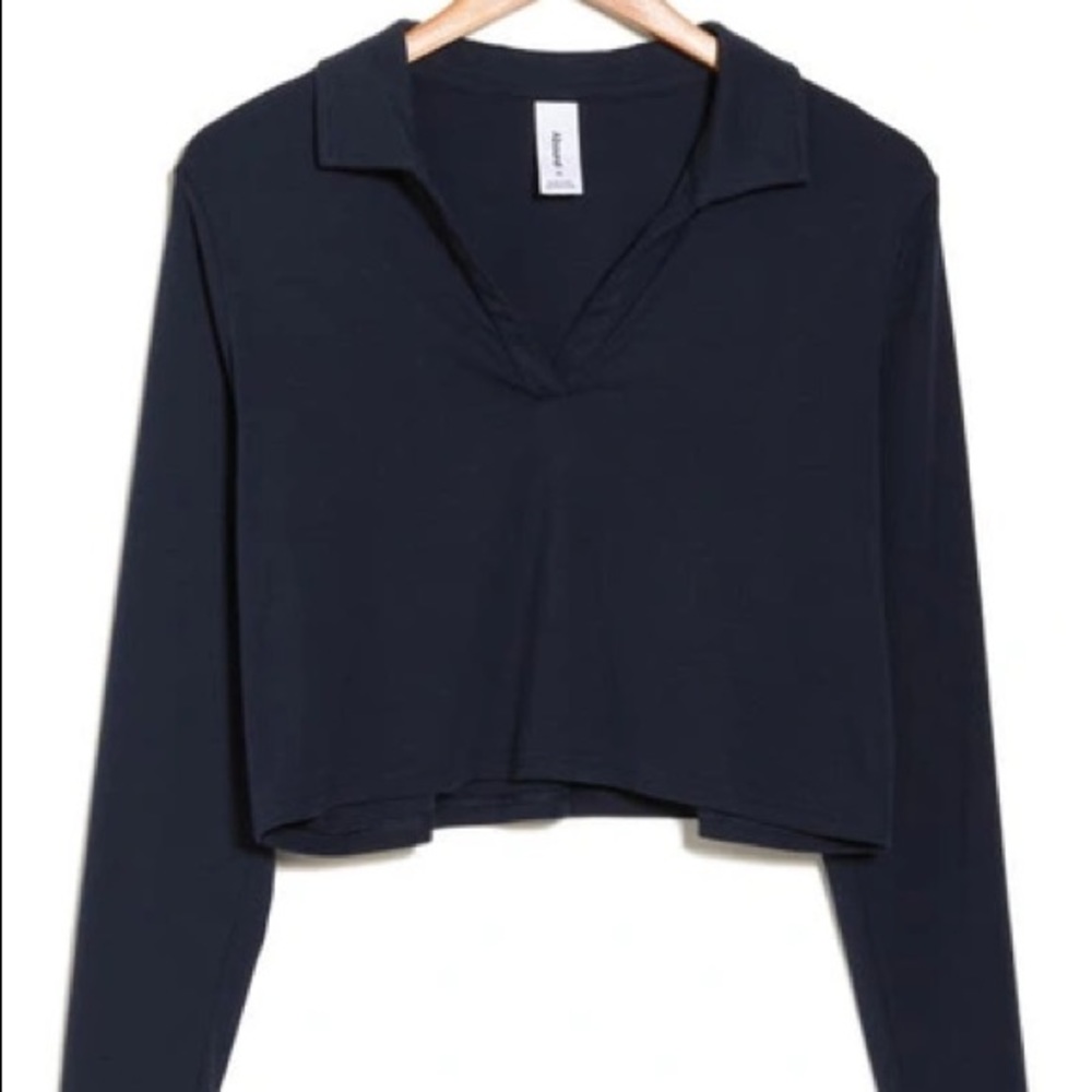 NWT Abound Navy Long Sleeve Cropped Polo